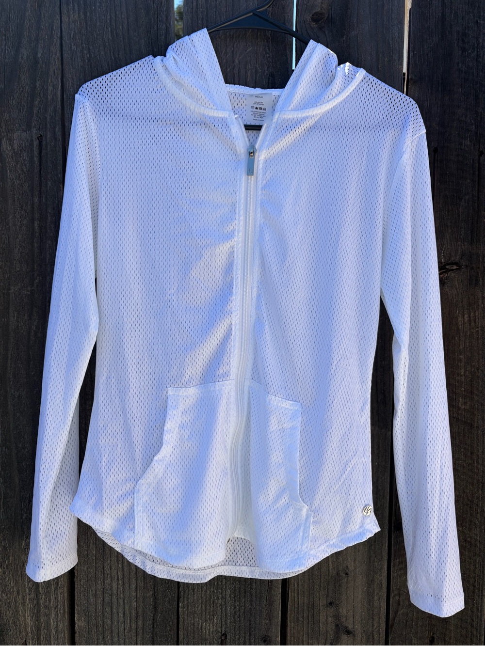 BuffBunny Collection White Mesh Zip Up Hoodie Jacket Women’s Medium